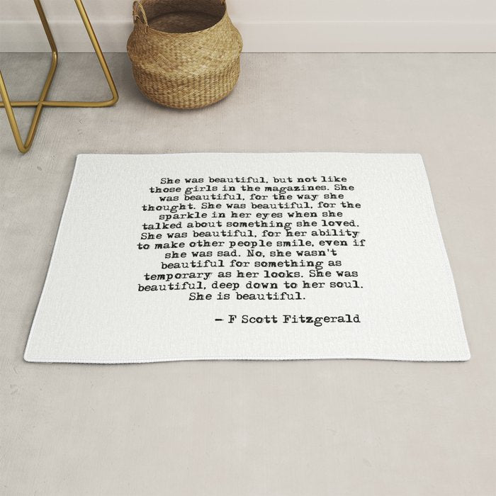 She was beautiful - Fitzgerald quote Rug Gallery Image 1