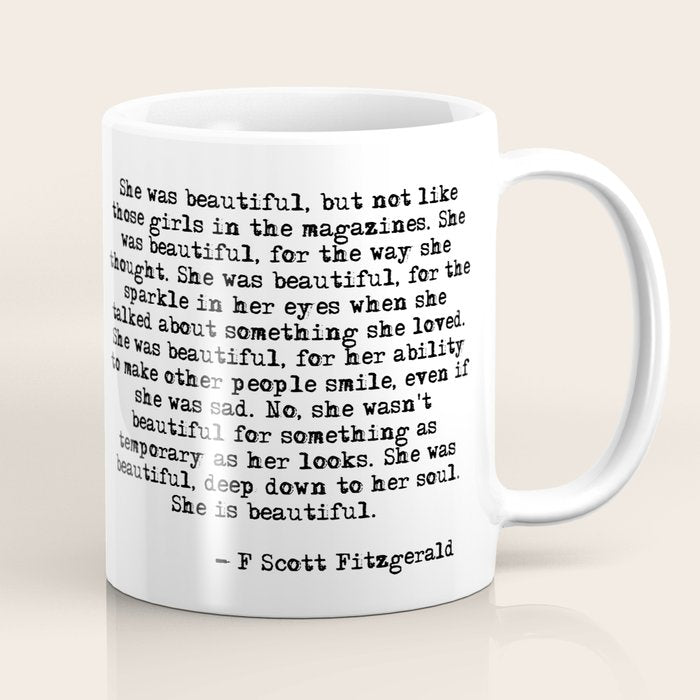 She was beautiful - Fitzgerald quote Coffee Mug Gallery Image 1