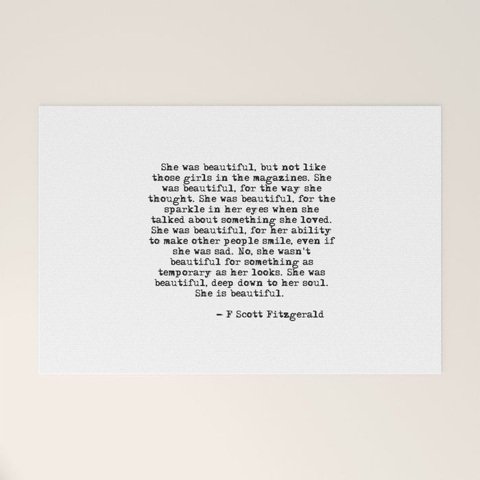 She was beautiful - Fitzgerald quote Welcome Mat Gallery Image 1
