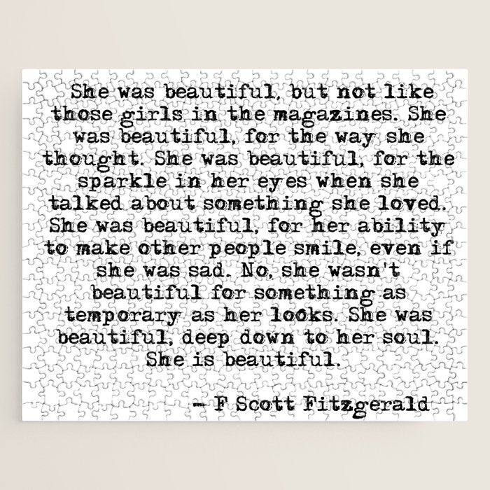 She was beautiful - Fitzgerald quote Jigsaw Puzzle Gallery Image 1