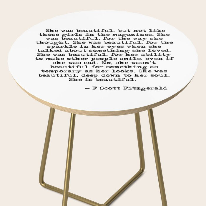 She was beautiful - Fitzgerald quote Side Table Gallery Image 2