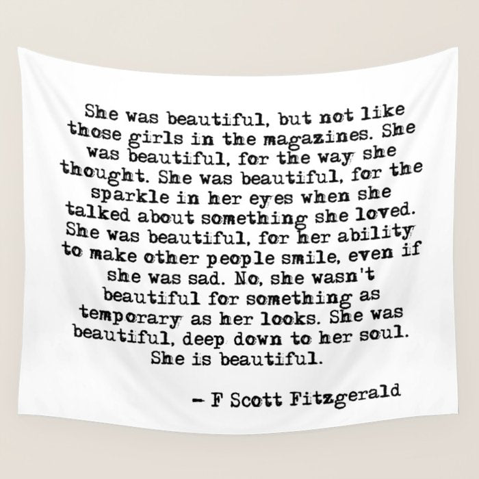 She was beautiful - Fitzgerald quote Wall Tapestry Gallery Image 4
