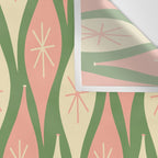 Mid Century Modern Atomic Christmas Abstract Ornaments Blush Pink and Vintage Green Pattern Wall Tapestry Gallery Image 3