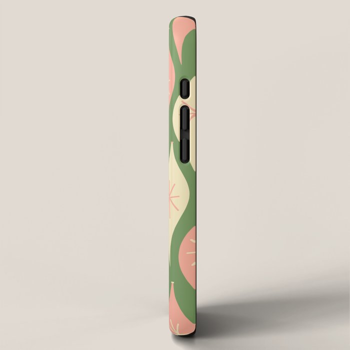 Mid Century Modern Atomic Christmas Abstract Ornaments Blush Pink and Vintage Green Pattern iPhone Case Gallery Image 2