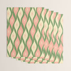 Mid Century Modern Atomic Christmas Abstract Ornaments Blush Pink and Vintage Green Pattern Wrapping Paper Gallery Image 3