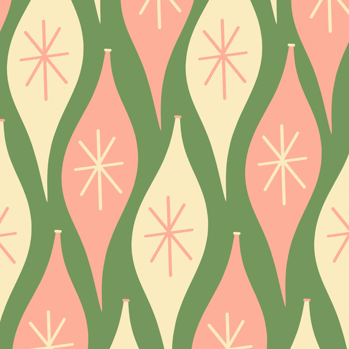 Mid Century Modern Atomic Christmas Abstract Ornaments Blush Pink and Vintage Green Pattern Coffee Mug Gallery Image 2