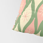Mid Century Modern Atomic Christmas Abstract Ornaments Blush Pink and Vintage Green Pattern Pillow Sham Gallery Image 4