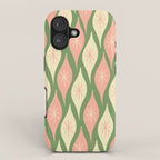 Mid Century Modern Atomic Christmas Abstract Ornaments Blush Pink and Vintage Green Pattern iPhone Case Gallery Image 1