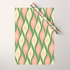 Mid Century Modern Atomic Christmas Abstract Ornaments Blush Pink and Vintage Green Pattern Wrapping Paper Gallery Image 1
