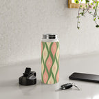 Mid Century Modern Atomic Christmas Abstract Ornaments Blush Pink and Vintage Green Pattern Water Bottle Gallery Image 4