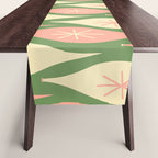 Mid Century Modern Atomic Christmas Abstract Ornaments Blush Pink and Vintage Green Pattern Table Runner Gallery Image 1