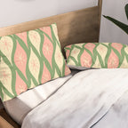 Mid Century Modern Atomic Christmas Abstract Ornaments Blush Pink and Vintage Green Pattern Pillow Sham Gallery Image 2