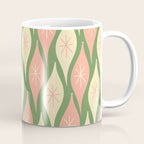 Mid Century Modern Atomic Christmas Abstract Ornaments Blush Pink and Vintage Green Pattern Coffee Mug Gallery Image 1