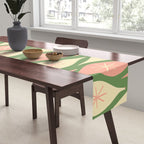 Mid Century Modern Atomic Christmas Abstract Ornaments Blush Pink and Vintage Green Pattern Table Runner Gallery Image 2