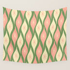 Mid Century Modern Atomic Christmas Abstract Ornaments Blush Pink and Vintage Green Pattern Wall Tapestry Gallery Image 4