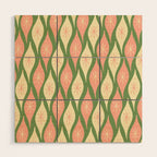Mid Century Modern Atomic Christmas Abstract Ornaments Blush Pink and Vintage Green Pattern Wood Wall Art Gallery Image 1