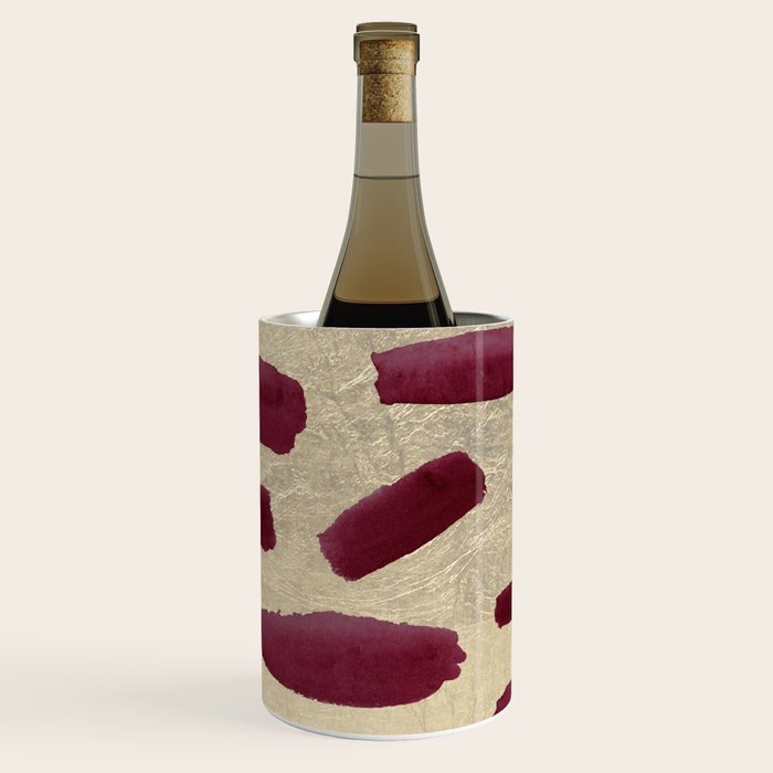 Modern burgundy gold watercolor brushstrokes Wine Chiller Gallery Image 3