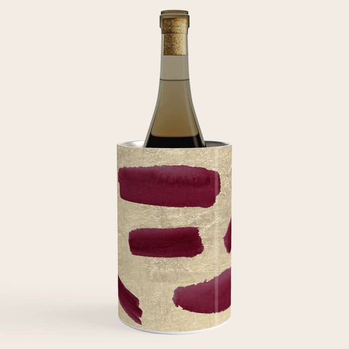 Modern burgundy gold watercolor brushstrokes Wine Chiller Gallery Image 1