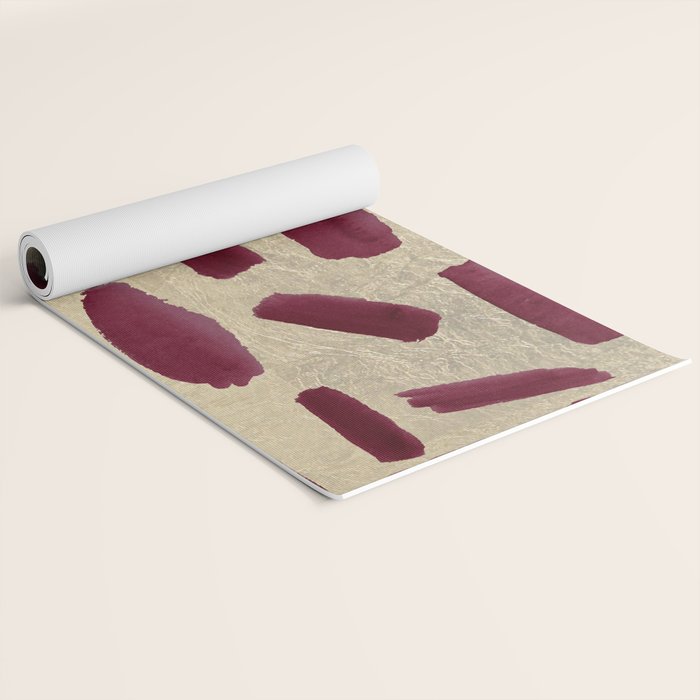 Modern burgundy gold watercolor brushstrokes Yoga Mat Gallery Image 2