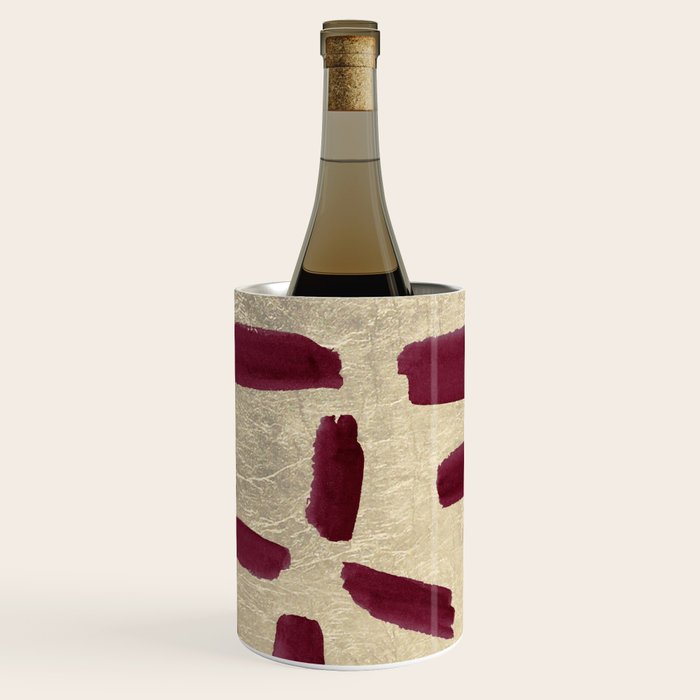 Modern burgundy gold watercolor brushstrokes Wine Chiller Gallery Image 2