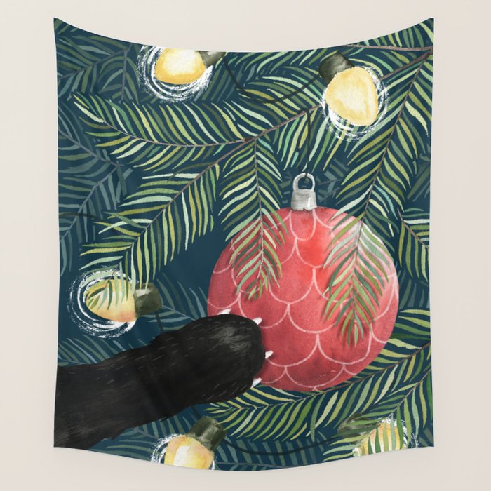 Here Comes Santa Claws Wall Tapestry Gallery Image 1