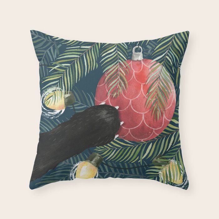 Here Comes Santa Claws Throw Pillow Gallery Image 6