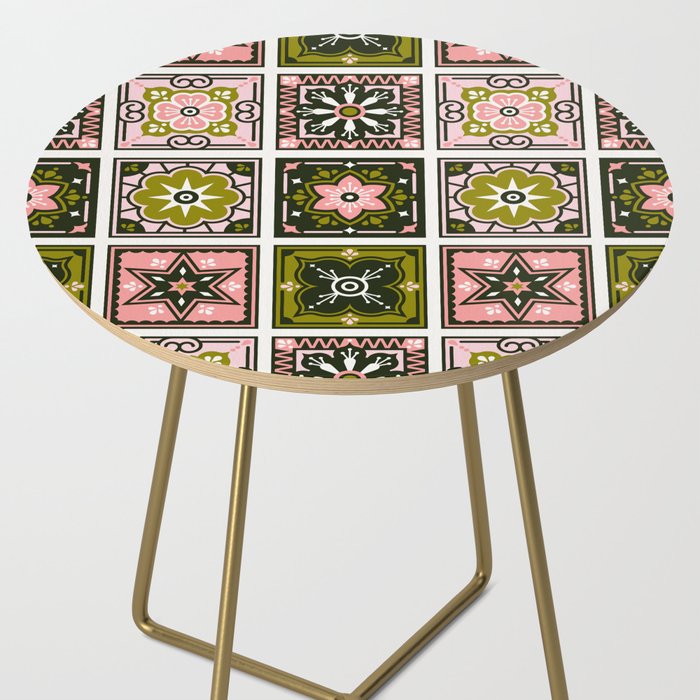 Talavera Mexican Tile - Blush & Sage Palette Side Table Gallery Image 2