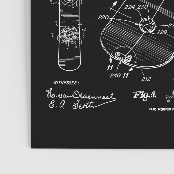 Snowboard Winter Snowboarding Vintage Patent Drawing Print Poster Gallery Image 3