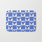 Elegant Blue Bow Checkerboard Pattern - Perfect for Winter and Holiday Themes Bath Mat Gallery Image 1