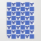 Elegant Blue Bow Checkerboard Pattern - Perfect for Winter and Holiday Themes Poster Gallery Image 4
