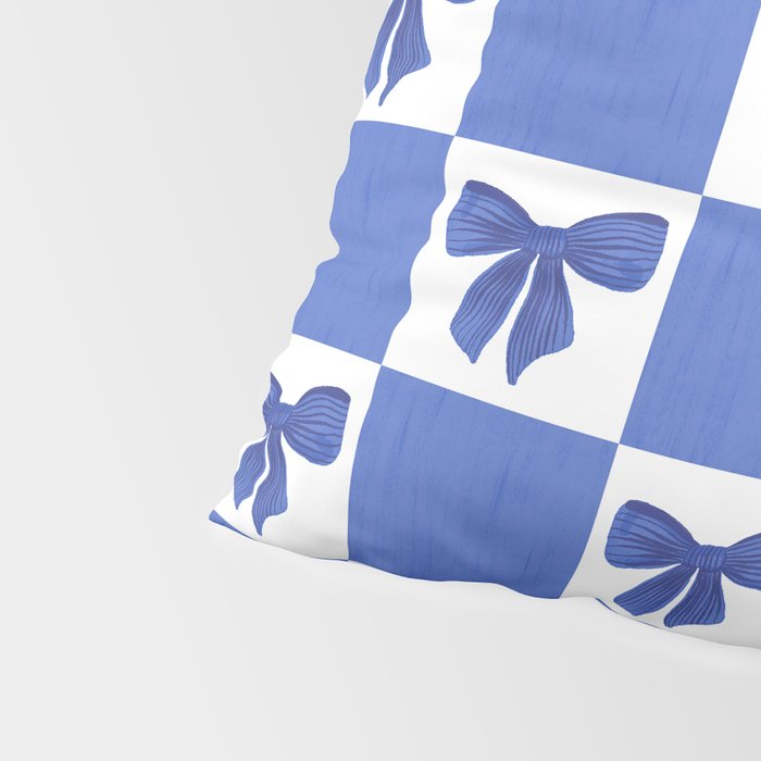 Elegant Blue Bow Checkerboard Pattern - Perfect for Winter and Holiday Themes Pillow Sham Gallery Image 4