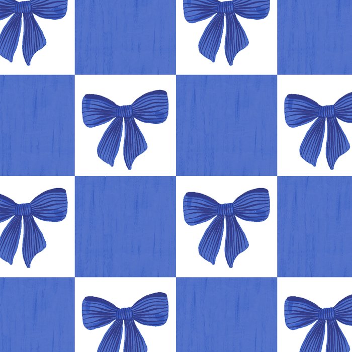 Elegant Blue Bow Checkerboard Pattern - Perfect for Winter and Holiday Themes Coffee Mug Gallery Image 2