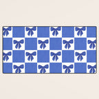 Elegant Blue Bow Checkerboard Pattern - Perfect for Winter and Holiday Themes Desk Mat Gallery Image 3
