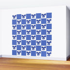 Elegant Blue Bow Checkerboard Pattern - Perfect for Winter and Holiday Themes Wall Mural Gallery Image 2