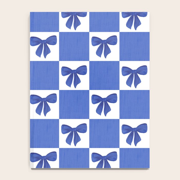 Elegant Blue Bow Checkerboard Pattern - Perfect for Winter and Holiday Themes Notebook Gallery Image 4