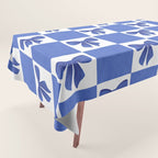 Elegant Blue Bow Checkerboard Pattern - Perfect for Winter and Holiday Themes Tablecloth Gallery Image 1