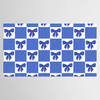 Elegant Blue Bow Checkerboard Pattern - Perfect for Winter and Holiday Themes Tablecloth Gallery Image 2