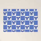 Elegant Blue Bow Checkerboard Pattern - Perfect for Winter and Holiday Themes Welcome Mat Gallery Image 1