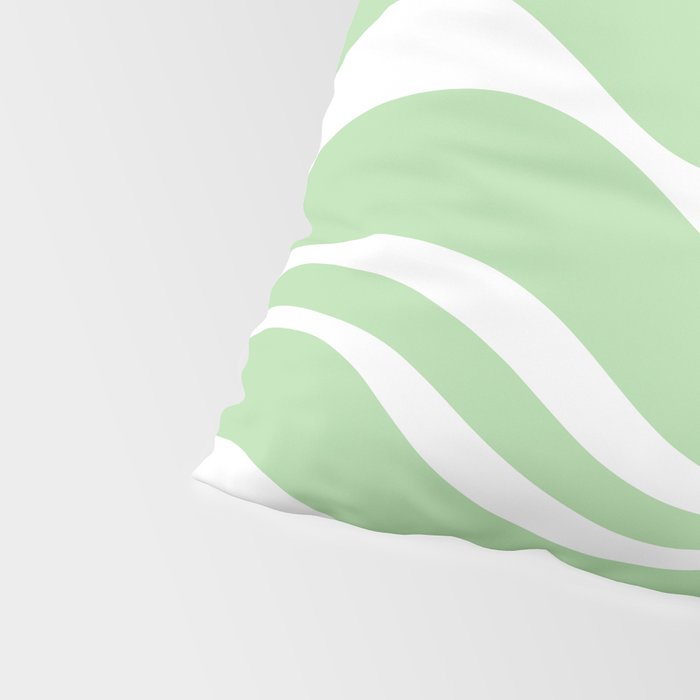 Modern Retro Liquid Swirl Abstract Pattern in Light Matcha Tea Green and White Pillow Sham Gallery Image 4