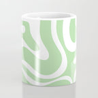 Modern Retro Liquid Swirl Abstract Pattern in Light Matcha Tea Green and White Coffee Mug Gallery Image 4