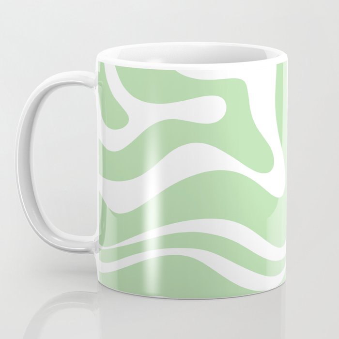 Modern Retro Liquid Swirl Abstract Pattern in Light Matcha Tea Green and White Coffee Mug Gallery Image 3