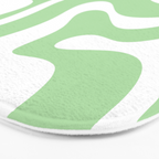 Modern Retro Liquid Swirl Abstract Pattern in Light Matcha Tea Green and White Bath Mat Gallery Image 3