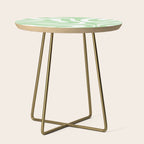 Modern Retro Liquid Swirl Abstract Pattern in Light Matcha Tea Green and White Side Table Gallery Image 1