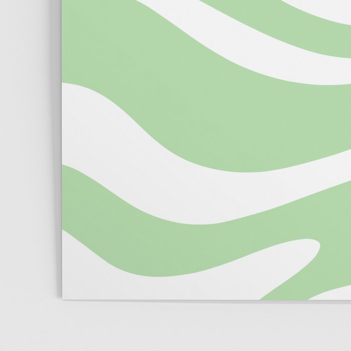 Modern Retro Liquid Swirl Abstract Pattern in Light Matcha Tea Green and White Poster Gallery Image 3