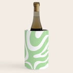 Modern Retro Liquid Swirl Abstract Pattern in Light Matcha Tea Green and White Wine Chiller Gallery Image 3
