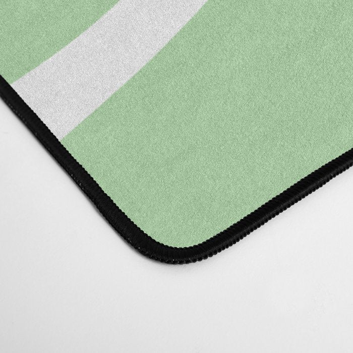 Modern Retro Liquid Swirl Abstract Pattern in Light Matcha Tea Green and White Desk Mat Gallery Image 4