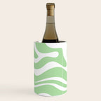 Modern Retro Liquid Swirl Abstract Pattern in Light Matcha Tea Green and White Wine Chiller Gallery Image 2