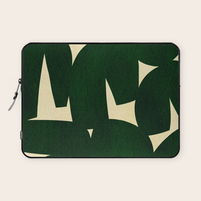 Green Black abstract shapes N03 Laptop Sleeve Gallery Image 1