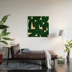 Green Black abstract shapes N03 Wood Wall Art Gallery Image 2