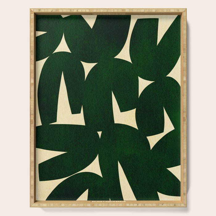 Green Black abstract shapes N03 Serving Tray Gallery Image 1